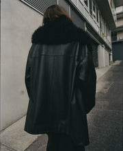 Load image into Gallery viewer, Rebe Shearling-Collar Leather Jacket - Black Arriving Next Week Hyde Boutique
