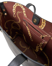 Load image into Gallery viewer, SABEN Carter Tote  - Black + Umber Chain Print
