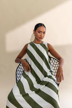 Load image into Gallery viewer, Blak The Label Finally Here Dress - Dried Mint/Ivory Diagonal Stripe Hyde Boutique
