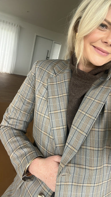 Mazu My Love Boyfriend Jacket - Stone Check Arriving Friday 2nd May Hyde Boutique