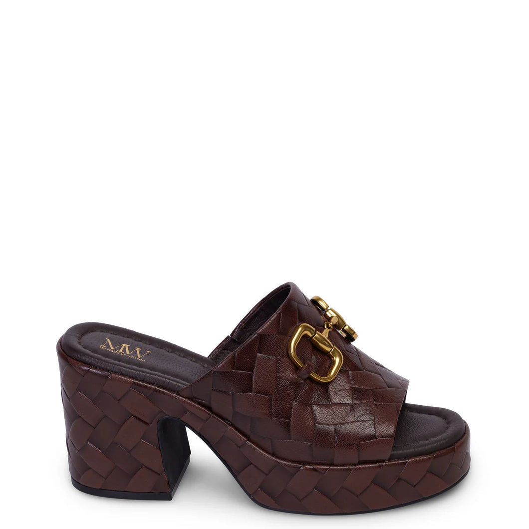 Miss Wilson by Kathryn Wilson Carly Mule - Chocolate Woven Calf  Hyde Boutique   