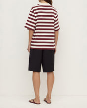 Load image into Gallery viewer, Assembly Label Arla Stripe Short Sleeve Tee - Dark Raisin Cream Stripe
