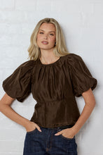 Load image into Gallery viewer, Stories Be Told Finali Puff Short Sleeve Top - Chocolate
