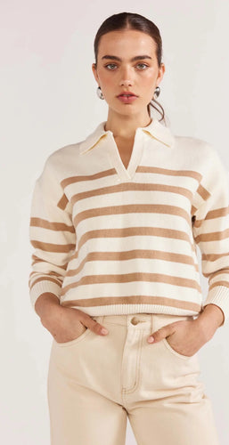 Staple The Label Kennedy Polo - White/Natural Sweater Hyde Boutique   