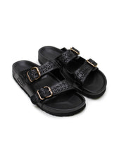 Load image into Gallery viewer, La Tribe Buckle Sandal - Black (with Gold Buckle)  Hyde Boutique   
