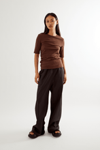 Load image into Gallery viewer, Commonplace Ruched Short Sleeve Tee - Choc Hyde Boutique
