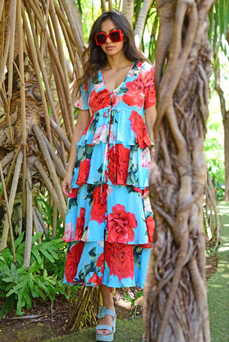 Trelise Cooper Tier To My Flare Dress - Rose floral  Hyde Boutique   