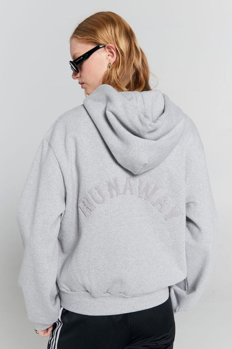 Karen Walker Runaway College Cropped Oversized Hoodie - Grey Marle Hyde Boutique