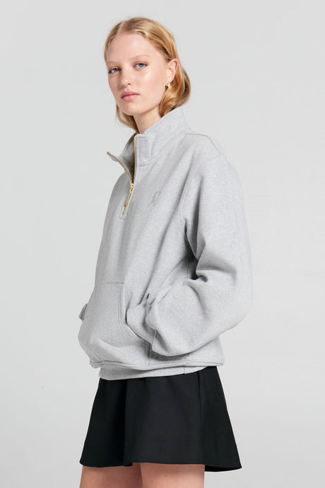 Karen Walker Runaway College Zip Up Sweatshirt - Grey Marle Hyde Boutique