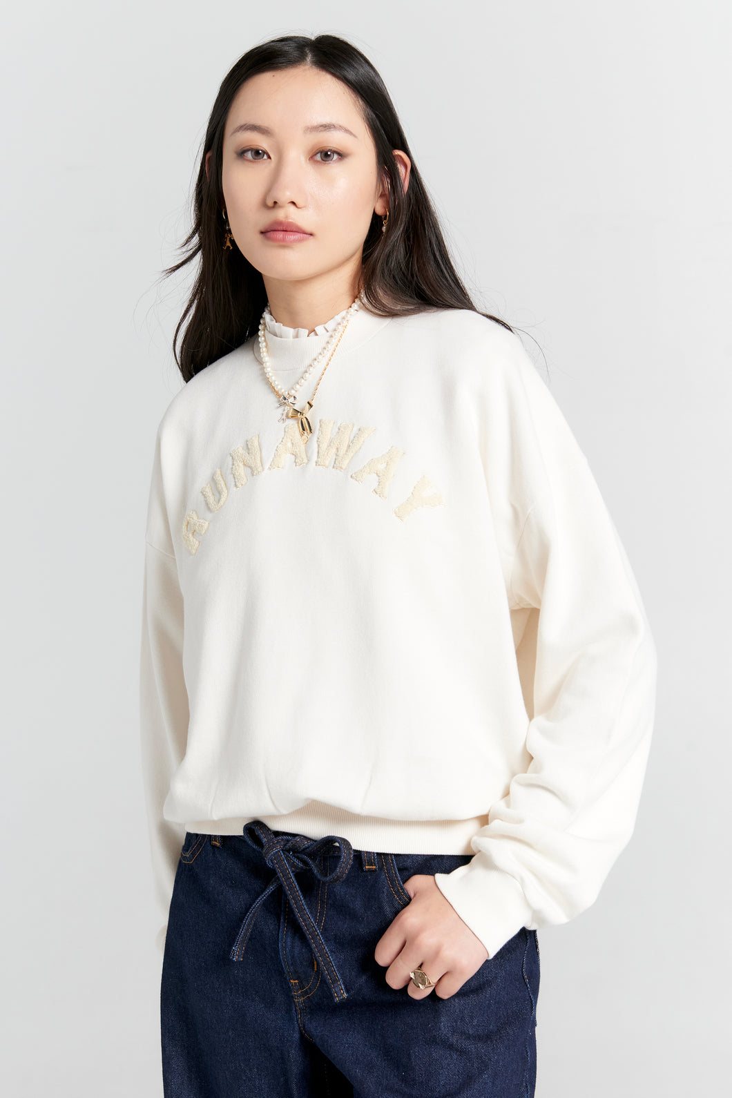 Karen Walker Runaway College Crewneck Sweatshirt - Ecru Hyde Boutique