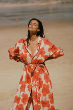 Load image into Gallery viewer, Palm Noosa Olive Shirt Dress - Red Hibiscus  Hyde Boutique   
