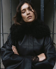 Load image into Gallery viewer, Rebe Shearling-Collar Leather Jacket - Black Arriving Next Week Hyde Boutique
