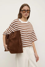 Load image into Gallery viewer, Assembly Label Monte Stripe Cotton Short Sleeve Tee - Earth/Antique White
