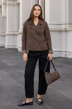 Load image into Gallery viewer, Stories Be Told Pathway Cropped Trench - Chocolate Apparel > Women > Clothing > Jackets > Trench Coats > Cropped Trench Coats > Stories Be Told Hyde Boutique
