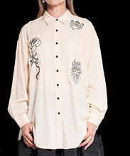 Load image into Gallery viewer, Salasai Compass Rose Shirt - Cream | Black Embroidery  Hyde Boutique   
