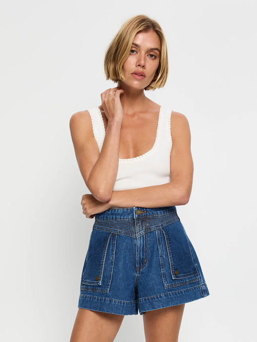 Kivari Celene Denim Short - Indigo Arriving Mid End Aug Hyde Boutique