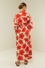 Load image into Gallery viewer, Palm Noosa Olive Shirt Dress - Red Hibiscus  Hyde Boutique   
