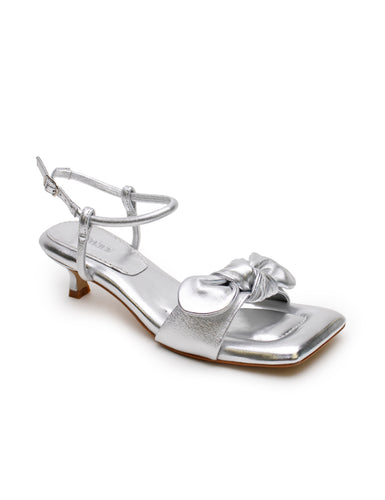 La Tribe Bow Kitten Heel - Silver  Hyde Boutique   