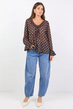 Load image into Gallery viewer, Among The Brave Bohemian Blouse - Chocolate Polkadot
