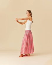 Load image into Gallery viewer, Ruby Anastasia Skirt - Red Aqua Tartan
