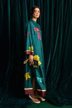 Load image into Gallery viewer, Alemais Rosette Silk Midi Dress - Teal Hyde Boutique
