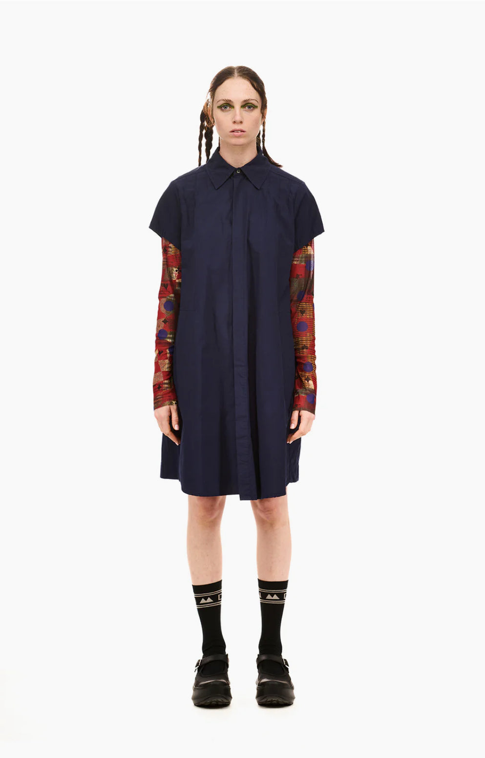 NOM*d Grid Shirtdress - Paperboy Poplin Biro