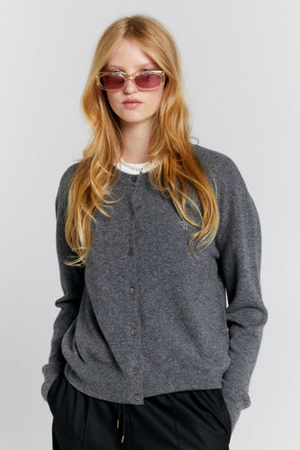 Karen Walker Posy Cashmere Cardigan - Charcoal Marle Hyde Boutique