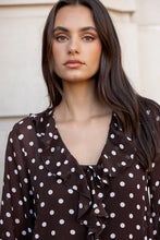 Load image into Gallery viewer, Among The Brave Bohemian Blouse - Chocolate Polkadot
