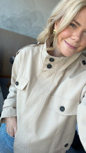 Load image into Gallery viewer, Stories Be Told Funnel Neck Trench Jacket - Taupe Arriving End October Hyde Boutique
