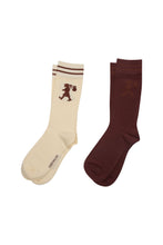 Load image into Gallery viewer, Karen Walker Runaway Girl Socks 2 Pack - Cream/Mahogany Hyde Boutique
