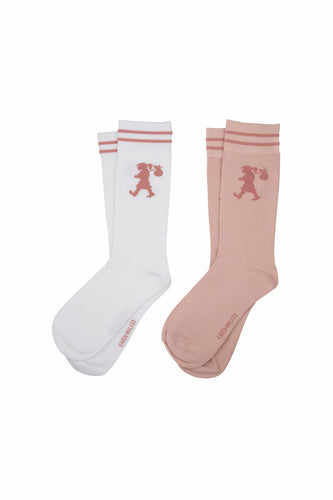 Karen Walker Runaway Girl Socks 2 Pack - Pink/White Hyde Boutique