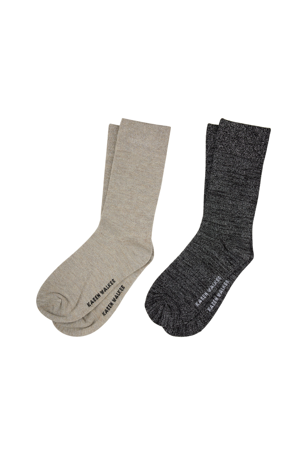 Karen Walker Runaway Girl Socks 2 Pack - Natural Silver/Black Silver