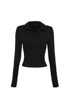 Load image into Gallery viewer, Mossman Florence Polo - Black Apparel > Women > Clothing > Tops > Long Sleeve Tops > Polo Tops > Mossman Hyde Boutique
