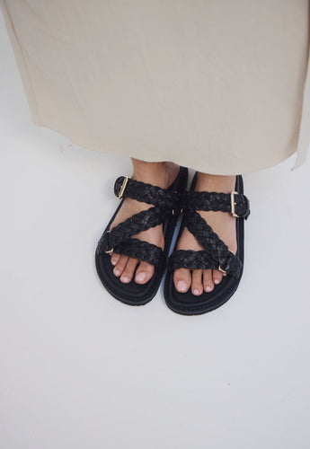 La Tribe Aki Braided Slide - Black  Hyde Boutique   