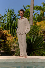 Load image into Gallery viewer, Papinelle x Karen Walker Seersucker Stripe Full Length PJ Set - Nutria  Hyde Boutique   
