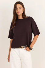 Load image into Gallery viewer, Stories Be Told Intrepid Relaxed Knit Tee - Chocolate
