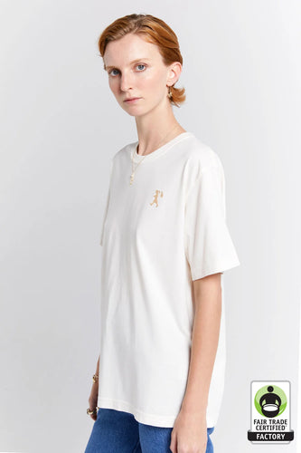 Karen Walker Embroidered Runaway Girl Classic Organic Cotton T-Shirt - Ecru  Hyde Boutique   
