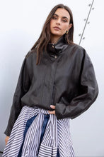 Load image into Gallery viewer, Stories Be Told Ensemble Chocolate Funnel Neck Jacket - Chocolate Arriving Friday

