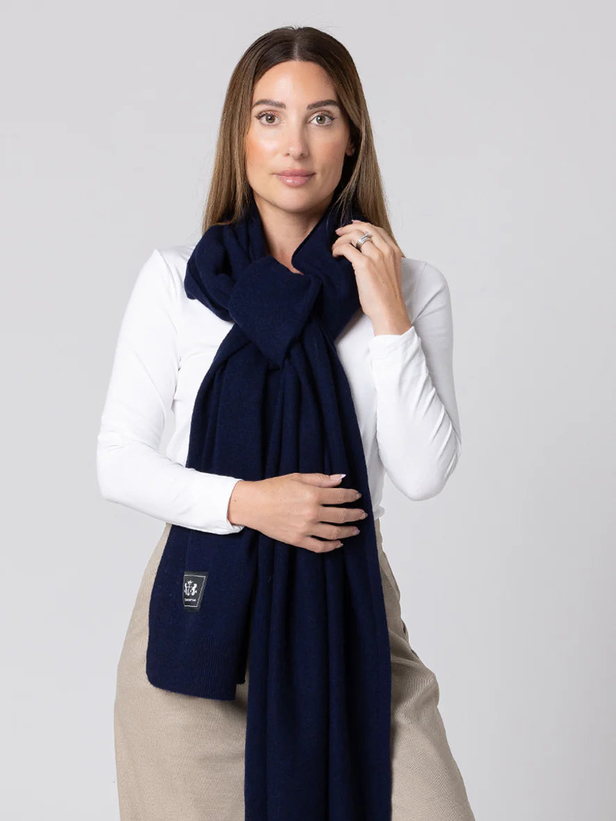Dark Hampton The Clements Wool Scarf - Navy Arriving First Week June Hyde Boutique