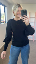 Load image into Gallery viewer, Aleger N.33 Cashmere Blend Bell Sleeve Top - Black Arriving March Hyde Boutique
