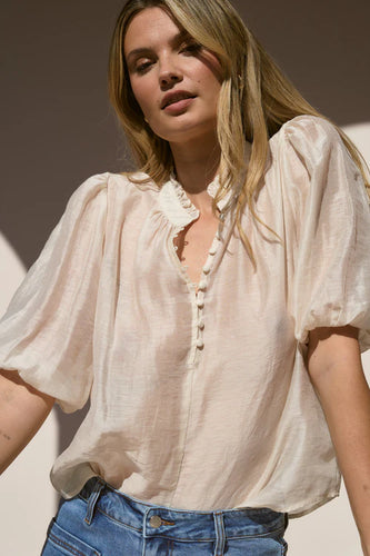 Ivy + Jack Closure High Neck Top - Ivory Arriving Mid Sept Hyde Boutique
