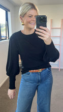 Load image into Gallery viewer, Aleger N.33 Cashmere Blend Bell Sleeve Top - Black Arriving March Hyde Boutique
