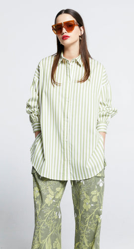 Karen Walker Oversized Walker Shirt - Apple Stripe  Hyde Boutique   