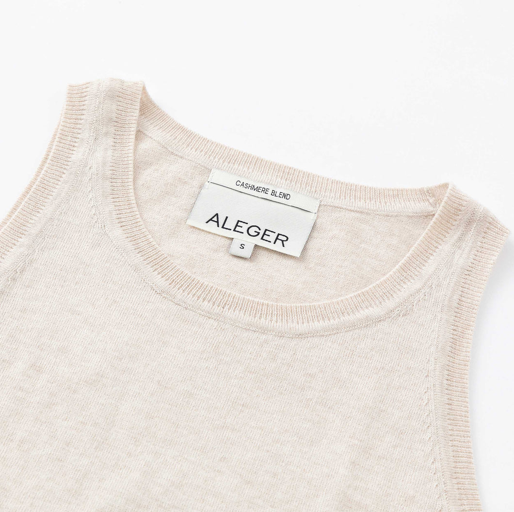 Aleger - N.140 Pima Cotton + Cashmere Beach Vest Prosecco  Hyde Boutique   