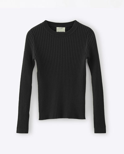 Aleger N.289 Pure Cashmere Ribbed L/S Tee - Black Coming Soon Hyde Boutique