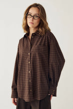 Load image into Gallery viewer, Noella Lisa Shirt - Brown Check Clothing > Tops > Shirts > Long Sleeve Shirts > Oversized Shirts > Noella Hyde Boutique

