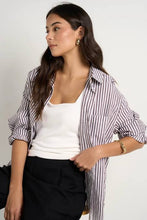 Load image into Gallery viewer, Stories Be Told You Got This Boyfriend Shirt - Chocolate Stripe
