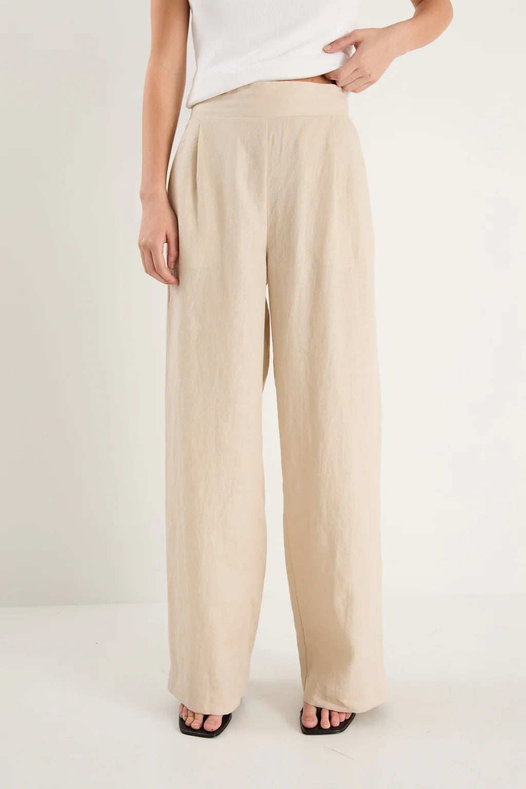 Among The Brave Guardian Pull On Wide Leg Pants - Stone Linen Hyde Boutique