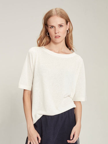 Sills Alvaro Knit Tee - White Linen.  Hyde Boutique   