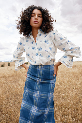 Aston Studio Lucinda Blouse - Cerulean Peony Hyde Boutique